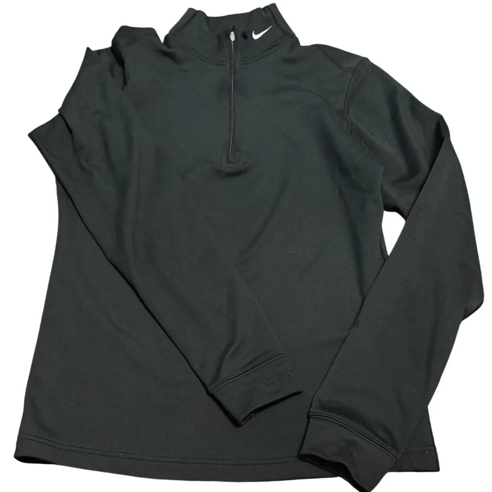 Nike Kids Black Quarter Zip Pullover Nike Fit Dry Athletic Top M 8-10 254806-010